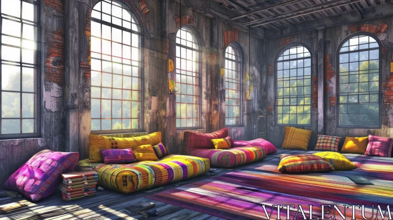 Cozy and Eclectic Bohemian Living Room Design AI Image