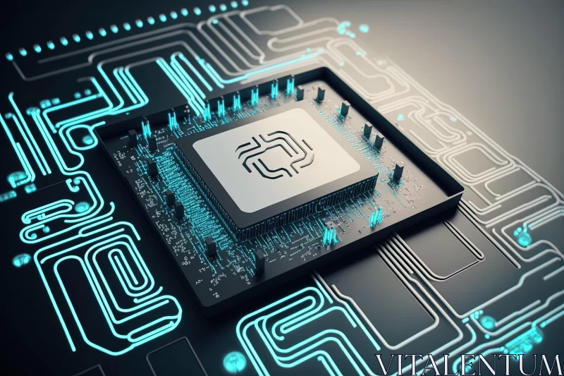 Hyper-Realistic Sci-Fi Electronic Circuit Board with Chip | Nabis Style AI Image