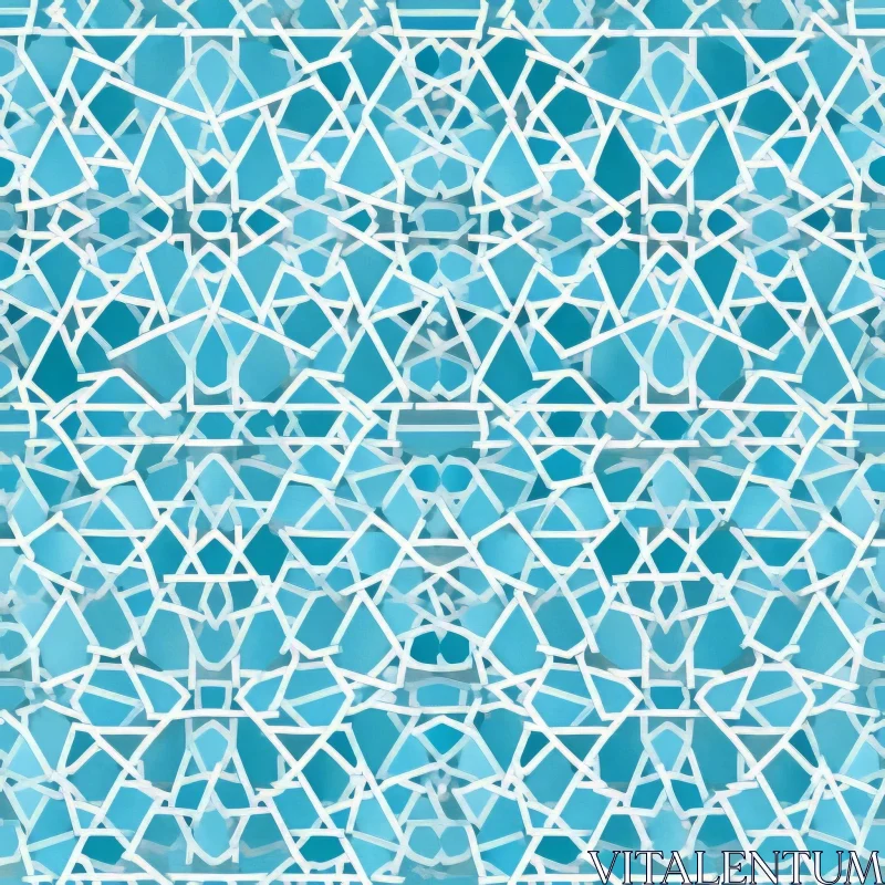 Intriguing Light Blue and White Geometric Pattern Inspired by Moroccan Tiles AI Image