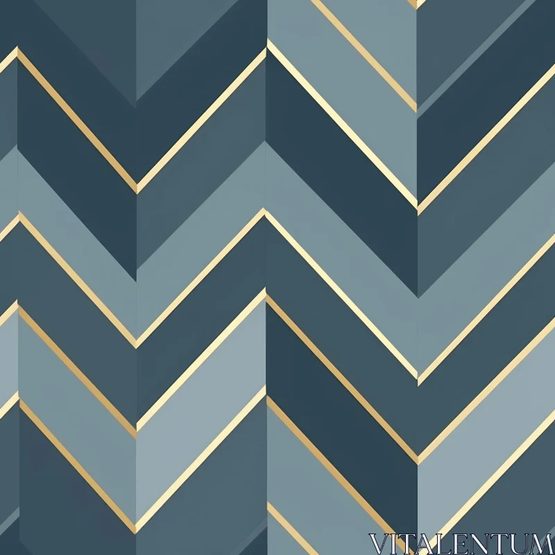 Modern Geometric Blue and Gold Striped Pattern AI Image