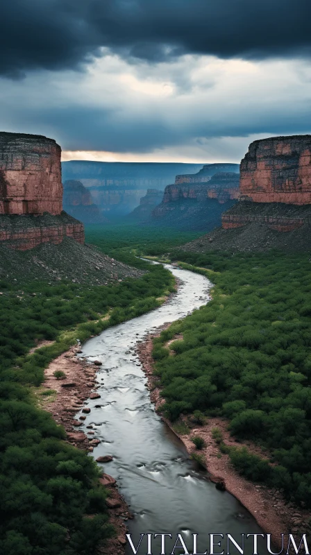 River Flowing Through Jungle | Hopi Art Style | National Geographic AI Image