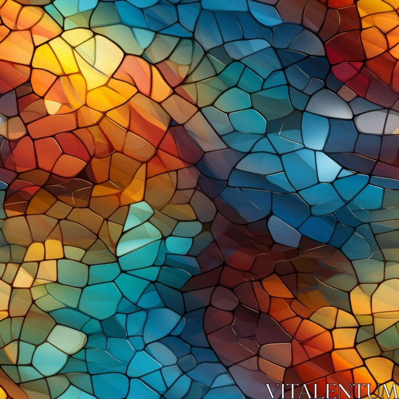Colorful Abstract Stained Glass Mosaic Pattern AI Image