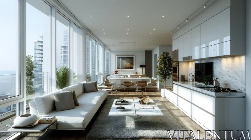 Contemporary 3D Rendering of a Stylish Urban Apartment AI Image