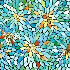 Floral Stained Glass Mosaic Pattern
