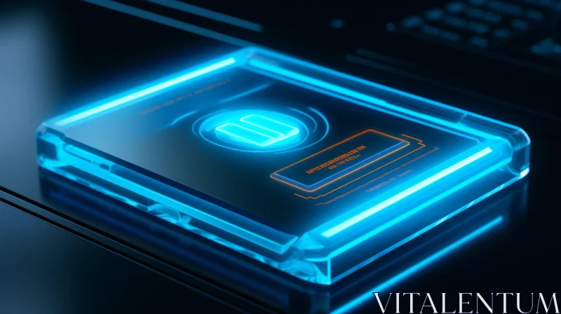 Futuristic Glass Data Storage Device | Blue Light | Technology AI Image