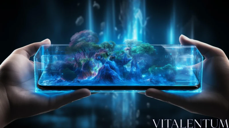 Futuristic Glass Smartphone with Transparent Display AI Image