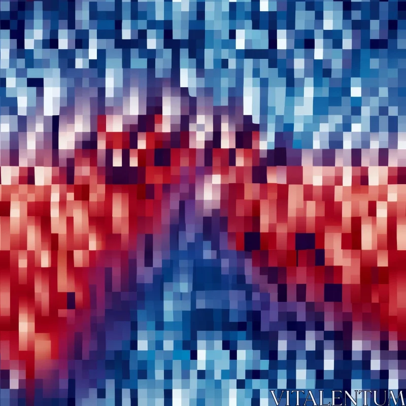 Pixelated Red, White, and Blue Mosaic Pattern AI Image