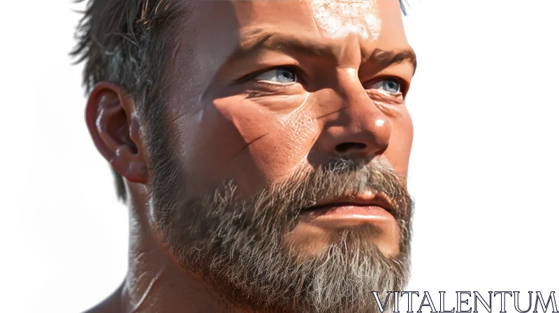 AI ART Powerful Portrait of a Man with Blue Eyes and a Beard