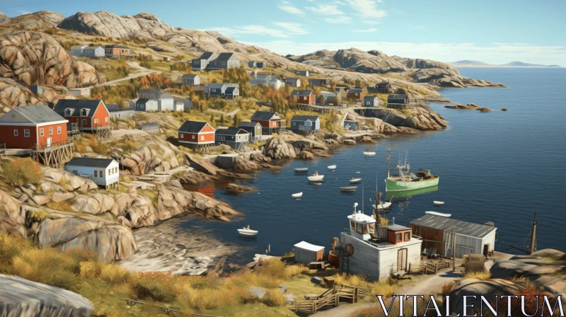 Captivating Coastal Village: A Hyperrealistic Journey AI Image