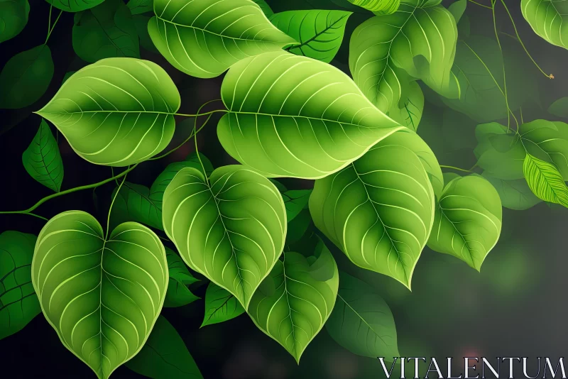 Green Leaves Illustration - Realistic Lighting and Detailed Illustrations AI Image