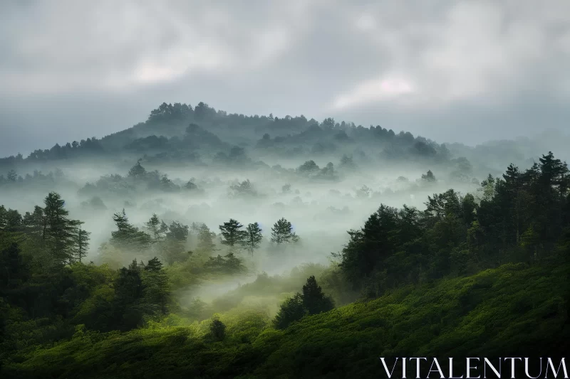 Misty Forest Mountain: A Captivating Natural Landscape AI Image