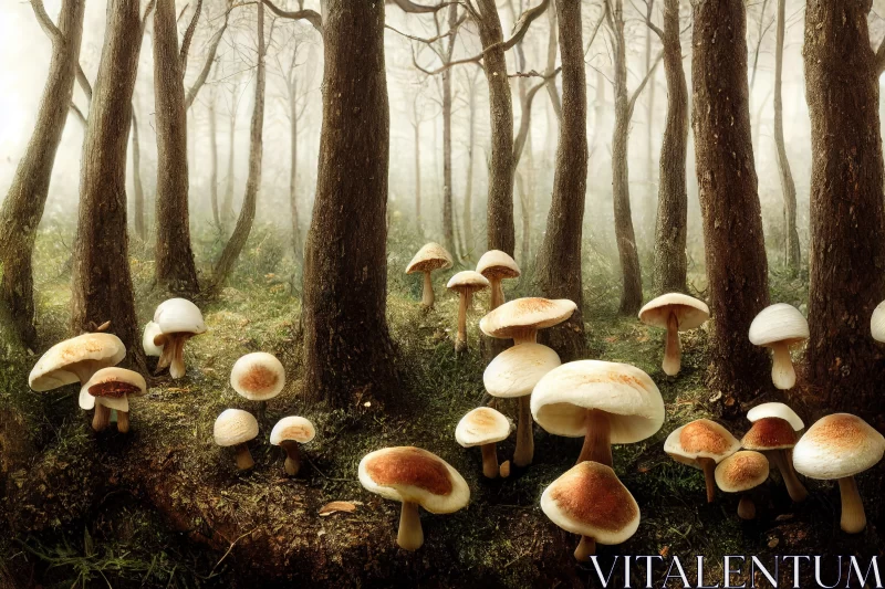 Mushrooms in a Forest: Hyperrealistic Fantasy Art AI Image