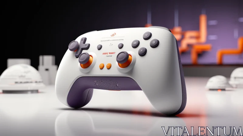 White and Purple Futuristic Video Game Controller in City Night Scene AI Image