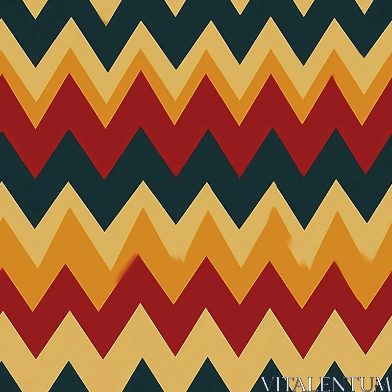 Zigzag Pattern in Dark Blue, Red, Orange, and Yellow AI Image