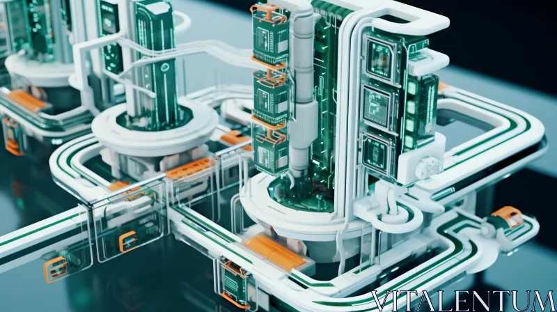 Futuristic Industrial Scene - 3D Rendering AI Image
