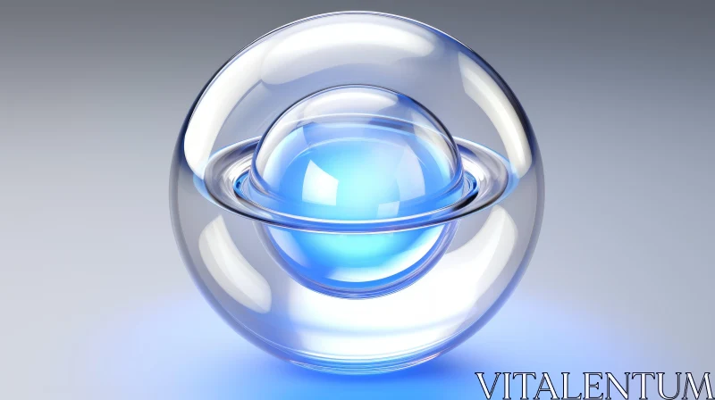 Blue Core Glass Sphere 3D Render AI Image