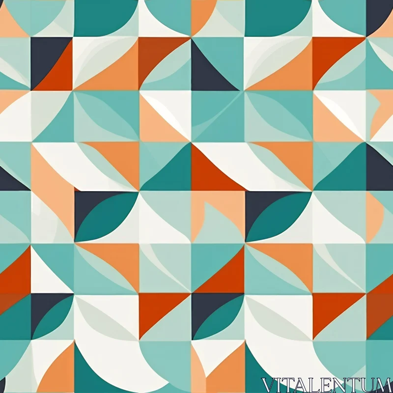 Blue Green Orange White Geometric Pattern AI Image