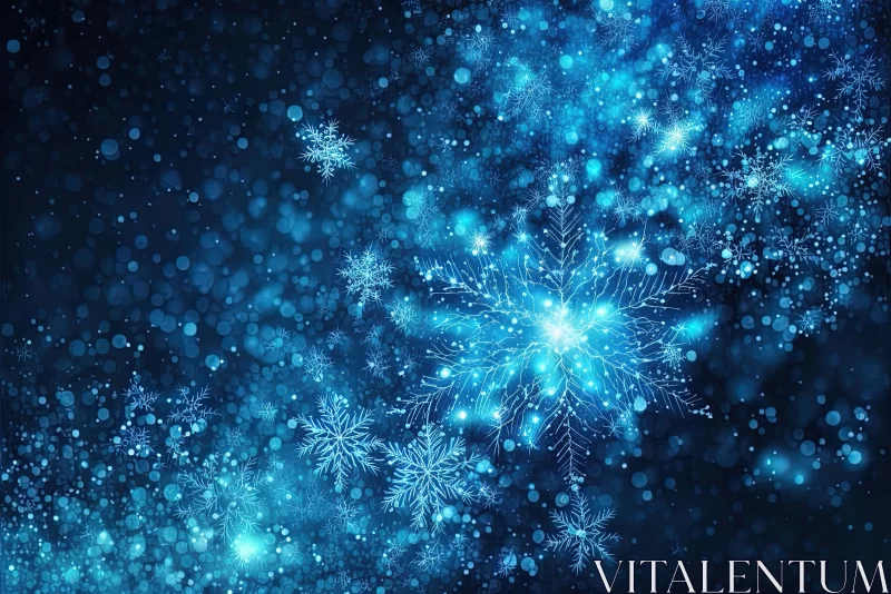 Captivating Blue Snowflake Background with Glimmering Transformation AI Image