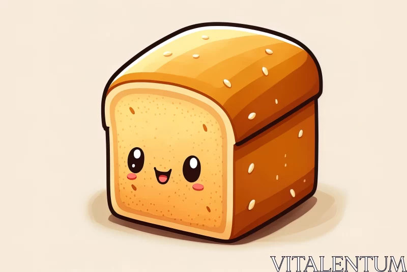 Cheerful and Cute Bread Character Illustration in Cartoonish Style AI Image