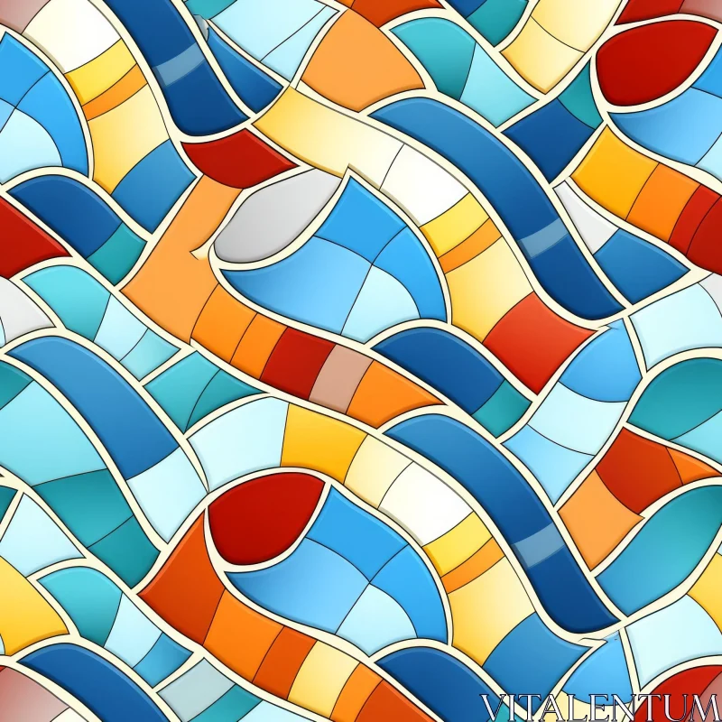 AI ART Cheerful Colorful Waves Seamless Pattern