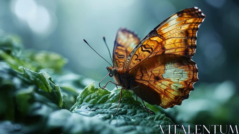 Close-up Butterfly on Green Leaf - A Captivating Natural Beauty AI Image