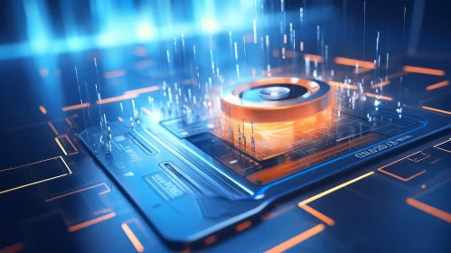 Glowing Orange CPU - Computing Power & AI Concept