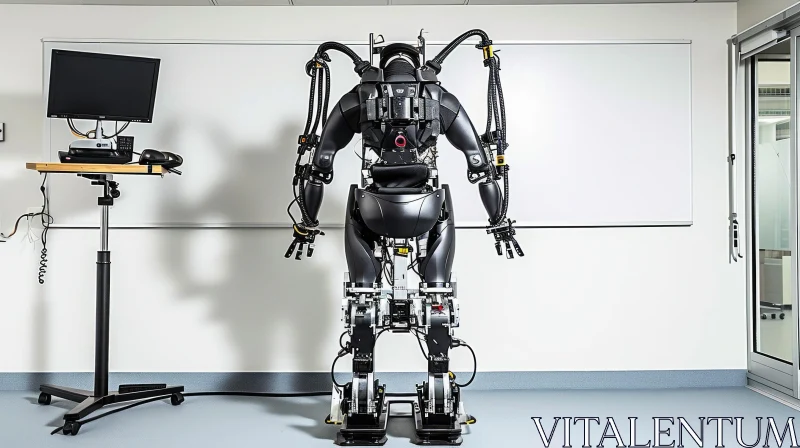 Impressive Full-Body Exoskeleton in a Room AI Image