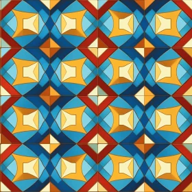 Stained Glass Geometric Pattern - Blue Yellow Red White