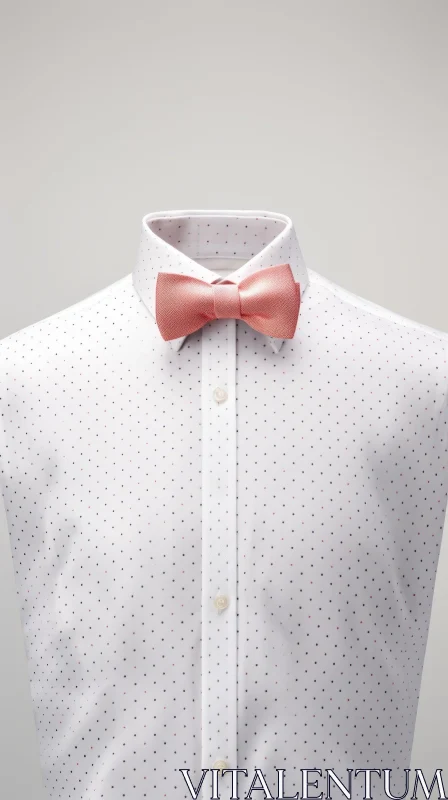 Stylish White Cotton Shirt with Pink Bow Tie AI Image