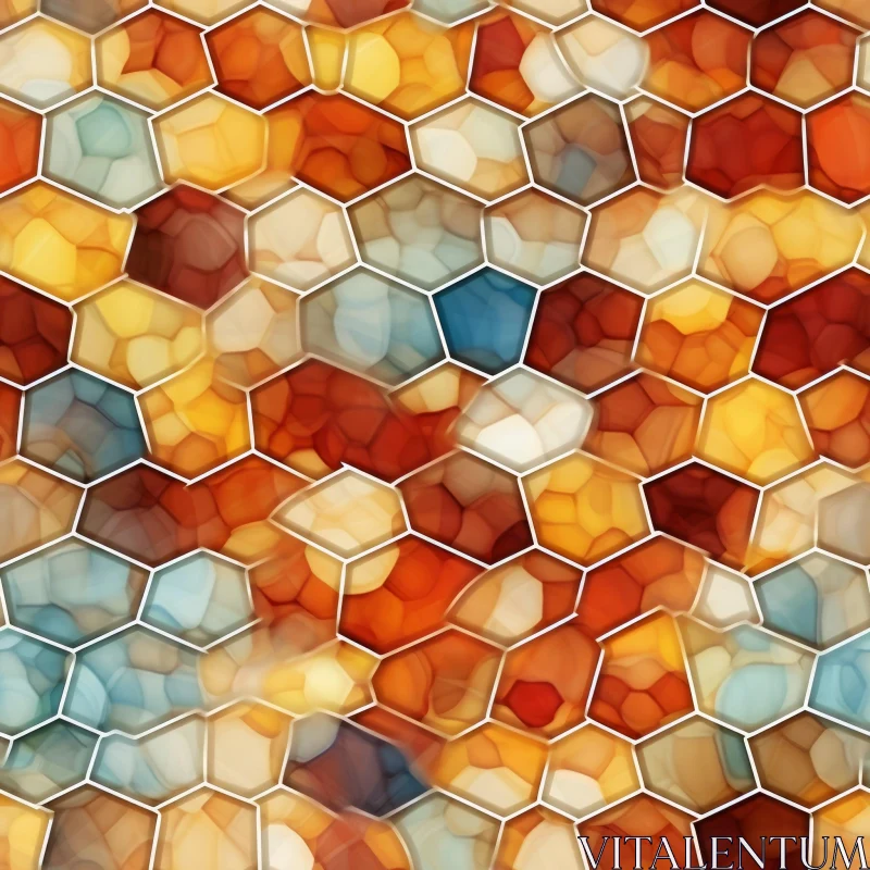 Warm Color Hexagon Mosaic Pattern AI Image