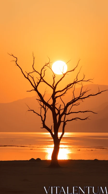 Majestic Tree by the Serene Lake: A Captivating UHD Image AI Image