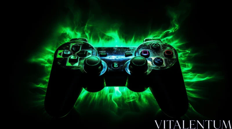 Neon Video Game Controller - Gaming Illustration AI Image
