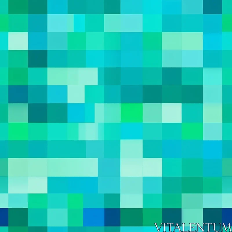 Blue and Green Pixelated Mosaic Texture AI Image