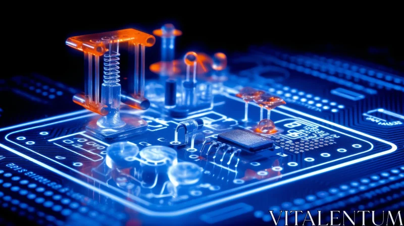 Blue Electronic Circuit Board Close-up AI Image