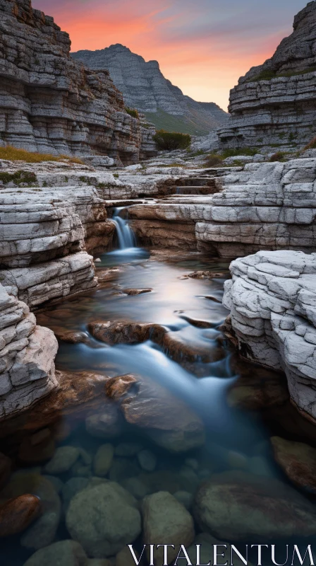 AI ART Captivating Nature: Serene River Flowing Through Enchanting Canyon