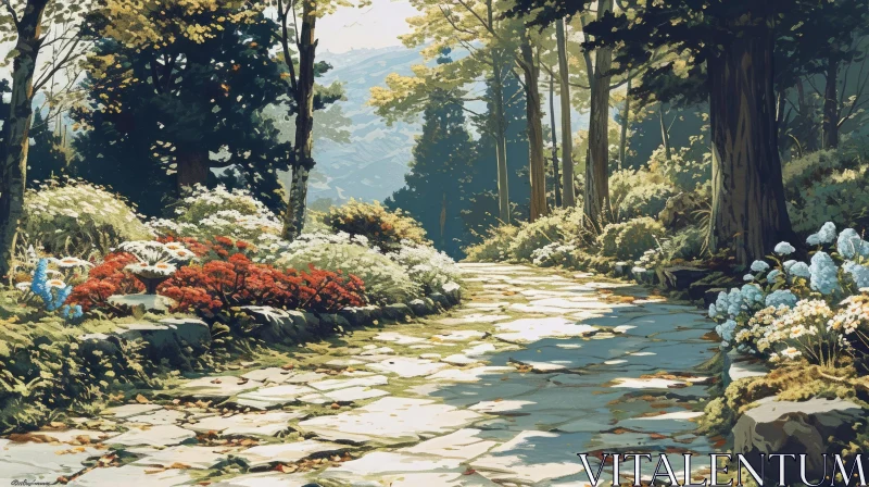 Enchanting Forest Path: A Serene Nature Landscape AI Image