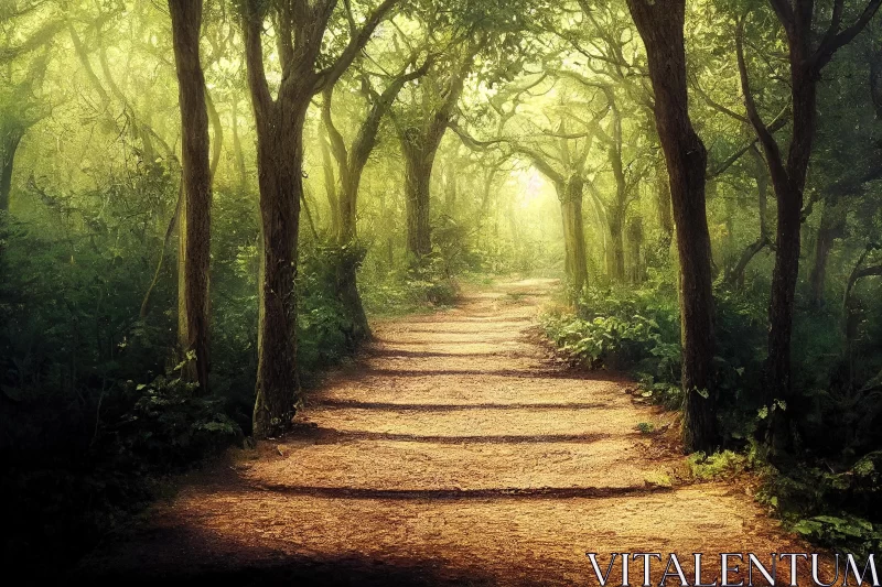 Enchanting Forest Path: Photorealistic Artwork AI Image