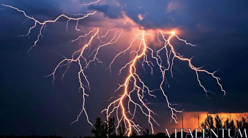 Powerful Lightning Storm: A Captivating Photograph AI Image