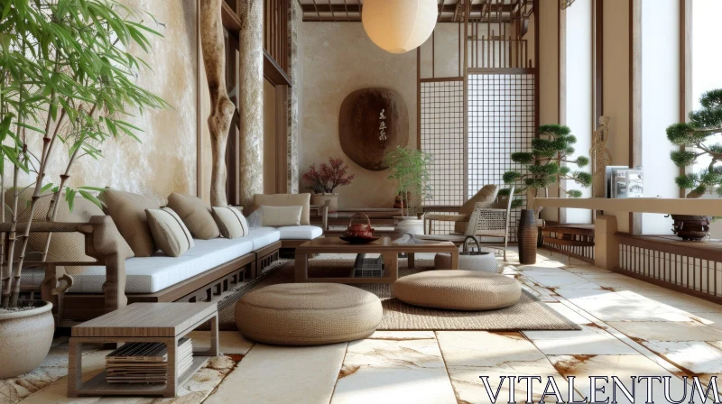 Serene Japanese Living Room | Minimalist Interior Design AI Image