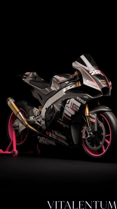 Striking Brown Motorcycle with Pink Paint on Black Background AI Image