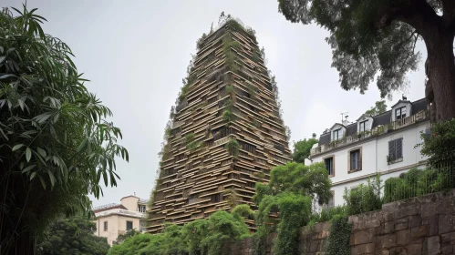 Sustainable Architecture: A Beautiful Pyramid-shaped Building Covered in Greenery