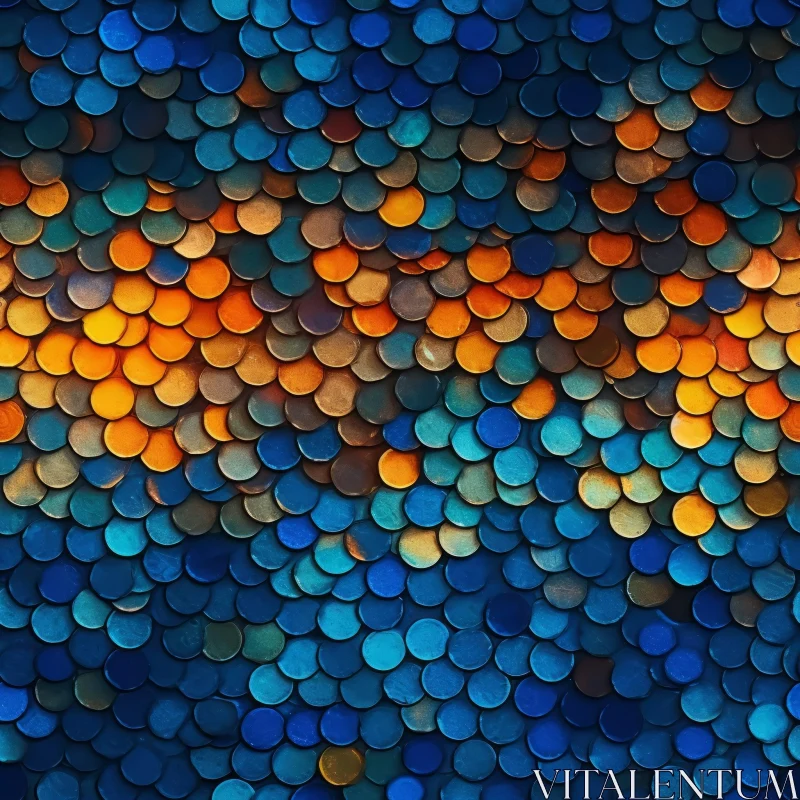Blue and Orange Fish Scales Seamless Pattern AI Image