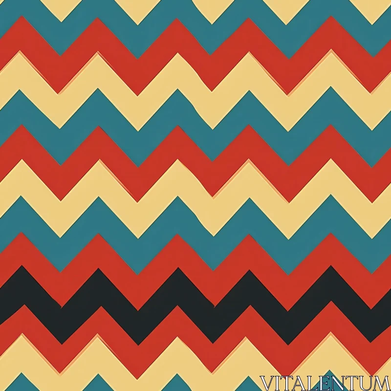 Chevron Retro Pattern - Colorful Zigzag Design AI Image