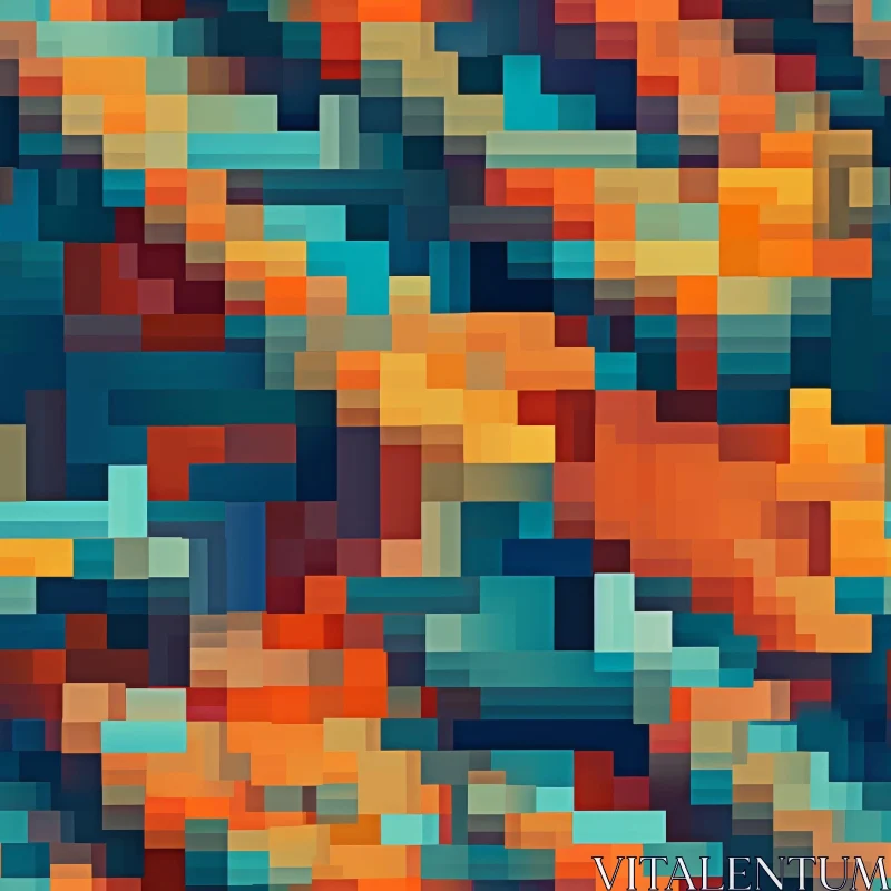 Colorful Pixelated Mosaic for Website Background or Fabric Print AI Image