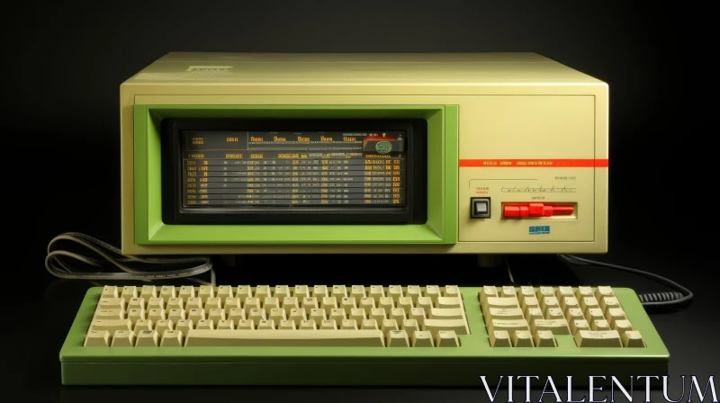Vintage Green and Beige Personal Computer from the 1980s AI Image
