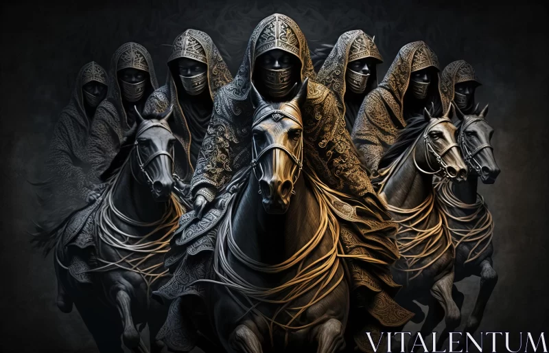 Captivating Horsemen Painting: Realistic and Hyper-Detailed Artwork AI Image