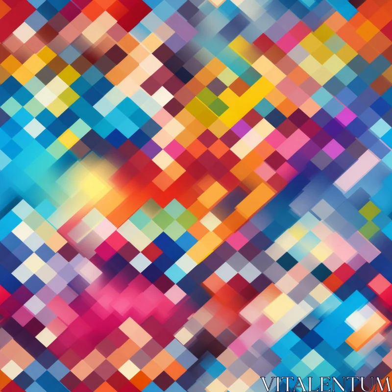 Colorful Pixel Mosaic Pattern - Dynamic Grid Design AI Image