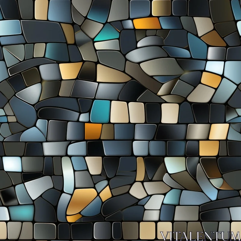 Contemporary Blue Gray Brown Mosaic Pattern AI Image
