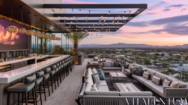 Stunning Rooftop Bar with Breathtaking City View AI Image