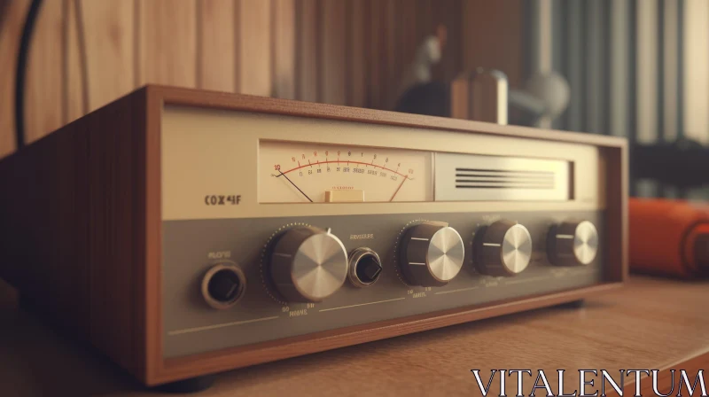 Antique Radio Receiver in Wooden Case AI Image